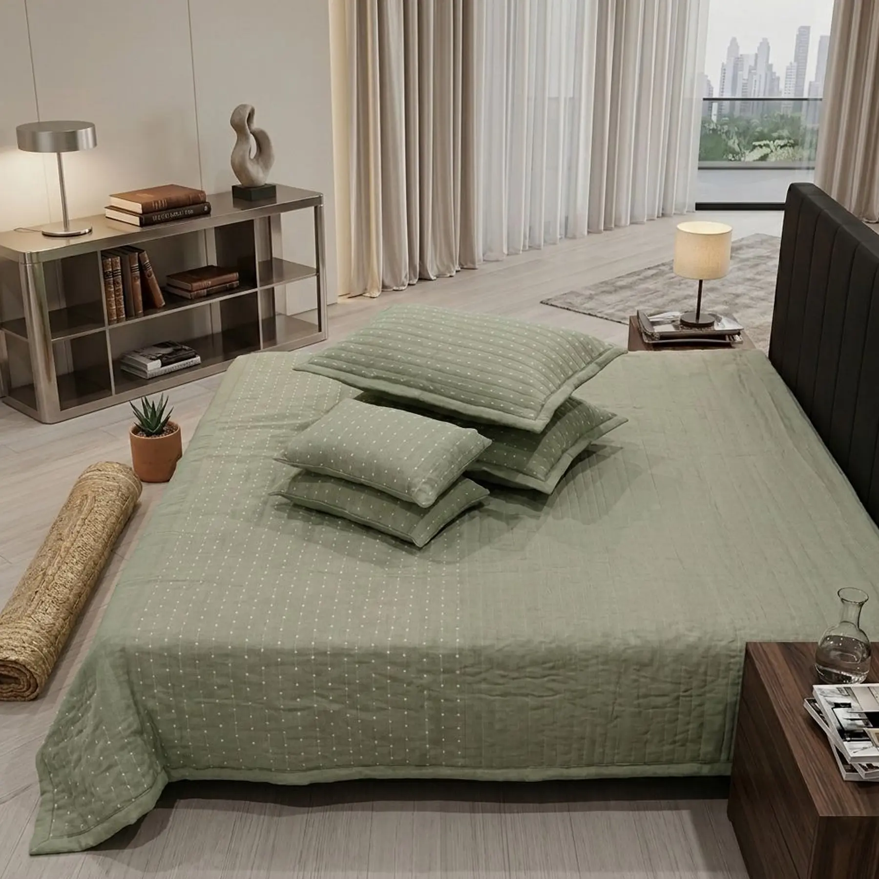 Luxury King Size Quilted Bedcover Set with Pillow Shams & Cushion Covers – Premium Microfiber Bedding Set (King Size (1...